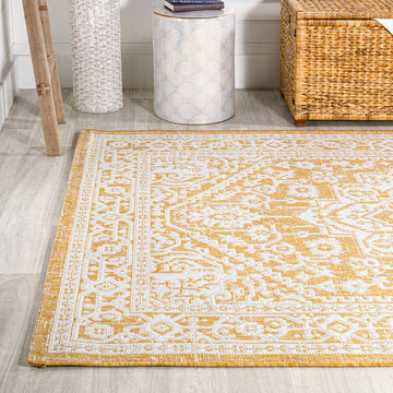 Sinjuri Medallion Textured Weave Indoor/outdoor Area Rug